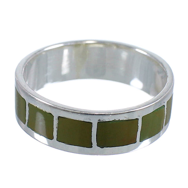 Sterling Silver And Turquoise Inlay Jewelry Ring Size 7-3/4 VX58425